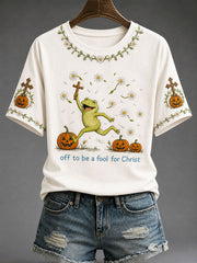 Women's Off To Be A Fool For Christ Fun Faith Halloween Casual T-shirt
