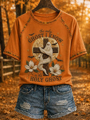 Women's Christian Ghost Print Casual T-Shirt