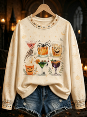 Women's Halloween Rum Printed Regular Sweatshirt