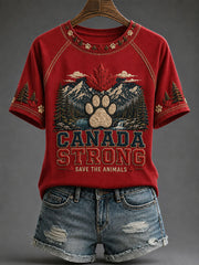 Women's Canada Strong Printed Casual T-Shirt