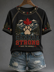 Women's Canada Strong Printed Casual T-Shirt
