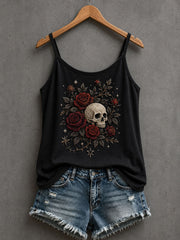 Women's Gothic Skull And Rose Tank Top