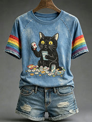 Women's Black Cat Mahjong T-Shirts
