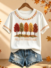 Women's Fall Is My Favorite Color short-sleeved Faux-knit