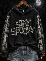 Women's Halloween-themed pattern design casual hoodie