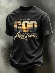 Men's faith theme fun slogan casual short sleeves t-shirt