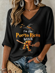 Women's Halloween in Puerto Rico Printed Waffle T-shirt
