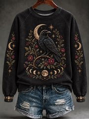 Women's Halloween Gothic Raven Moon Phase Sweatshirt