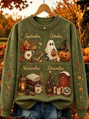 Women's Vintage I'm Ready For The 'ber Months Print Casual Sweatshirt