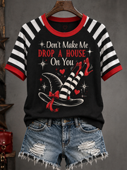 Women's Retro Witch Magic High Heels Graphic Printed round neck short sleeve T-shirt