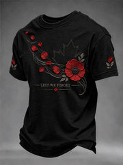Men's Lest We Forget Canada Remembrance Day Print Short Sleeve T-shirt