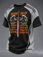Men's "No Weapon Forged Against You Will Prevail" Faith Print Casual T-Shirt