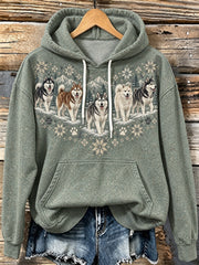 Women's cute puppy design pattern printed casual hoodie