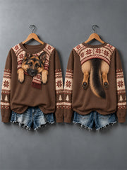 Women's Cute Dogs In Autumn And Winter Print Sweatshirt