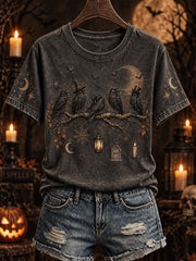 Women's Halloween-themed pattern print casual short-sleeve T-shirt