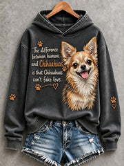 Women's Chihuahuas Can't Fake Love Cute Dog Print Comfy Hoodie