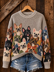 Women's Cute Dogs Print Dog Lovers Casual Sweater