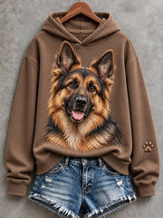 Women's Cute German Shepherd Dog Print Cozy Hoodie