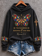 Women's Casual "Faith" Cross-Print Regular Sweatshirt
