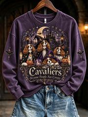 Women's Cavaliers People Are Creepy Pattern Causal Sweatshirt
