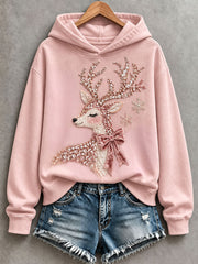 Women's Cute Pink Elk Hoodie
