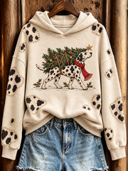 Women's Dalmatian Christmas tree Pattern Causal Hoodie