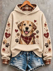 Women's Cute Patchwork Dog Print Hoodie