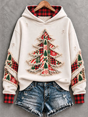 Women's Vintage Christmas Tree Art Regular Hoodie