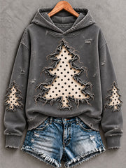 Women's Vintage Christmas Tree Art Regular Hoodie