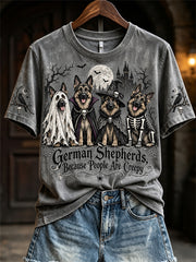 Women's German Shepherd Because People Are Creepy Gothic Dogs Print short-sleeved T-shirt