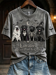 Women's Black Labradors Because People Are Creepy Gothic Dogs Print short-sleeved T-shirt