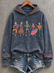 Women's Mexico Day of The Dead Floral Art Printed Hoodie