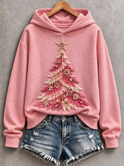 Women's Pink Christmas Tree Hoodie