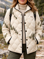 Women's Wilderness Trail Print Hike Lovers Lightly Padded Coat
