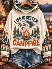 Women's Camping Print Sweatshirt