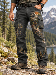 Men's Wilderness Trail Print Hike Lovers Casual Cargo Pants