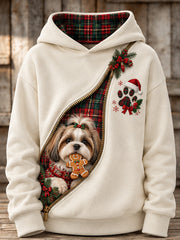 Women's Christmas Shih Tzu Pattern Causal Hoodie