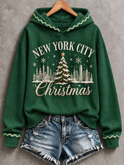 Women's New York Christmas Print Casual Sweatshirt