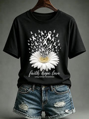 Women's Lung Cancer Awareness Print Short Sleeve T-shirt