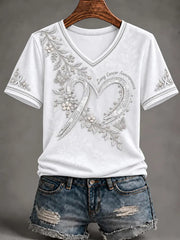 Women's Lung Cancer Awareness Print Short Sleeve T-shirt