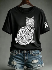 Women's Lung Cancer Awareness Print Short Sleeve T-shirt