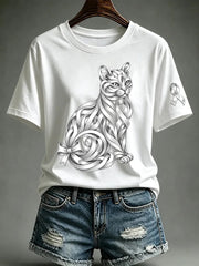 Women's Lung Cancer Awareness Print Short Sleeve T-shirt