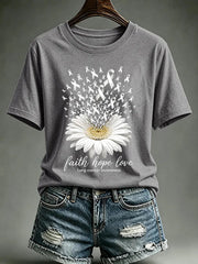Women's Lung Cancer Awareness Print Short Sleeve T-shirt