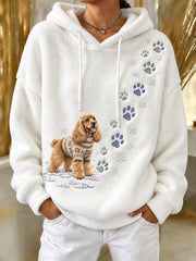 Women's Winter Cocker Spaniel Pattern Causal Flannel Hoodie