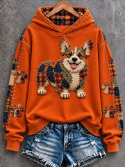 Women's Patchwork-style Dog print Regular Sweatshirt
