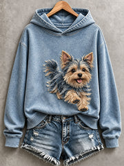 Women’s Lovely Yorkshire Terrier Patchwork Art Hoodie