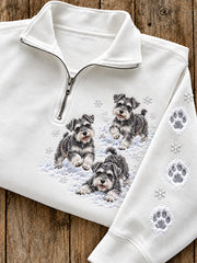 Women's Winter Schnauzers Pattern Causal Half-Zip Sweatshirt