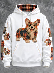 Men's Patchwork-style Dog print Hoodie with Pockets