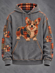 Men's Patchwork-style Dog print Hoodie with Pockets