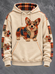 Men's Patchwork-style Dog print Hoodie with Pockets